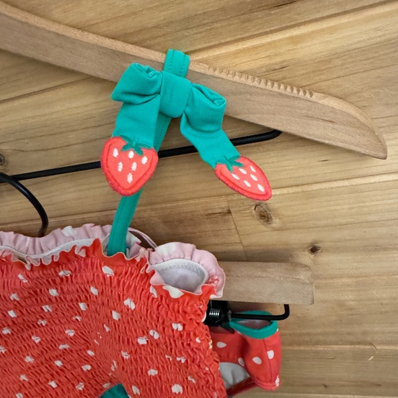 Mini Boden 8/9 Strawberry Smocked Ruffle Edge Two Piece Bathing Suit Swimsuit - Picture 5 of 11